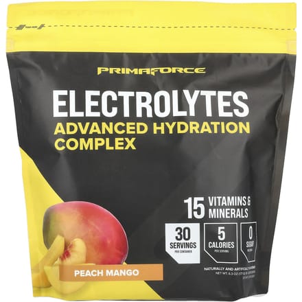 Primaforce, Elektrolyten, Vochtversterkend Complex, Perzik Mango, 30 Zakjes, 0,21 oz (5,9 gram) Elk