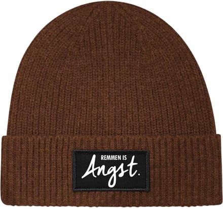 Remmen is angst wintermuts walnut rib gebreid | wit - soBAD. | Unisex | Skimuts | Muts | Kou | met grappige tekst | Winter | Beanie | Apres ski muts