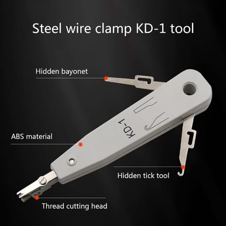 Netwerk Punch Tool - Telecom Installatie Gereedschap - Kabel Installatie - Precisie Draad Plaatsing - Compact Ontwerp - Grijs