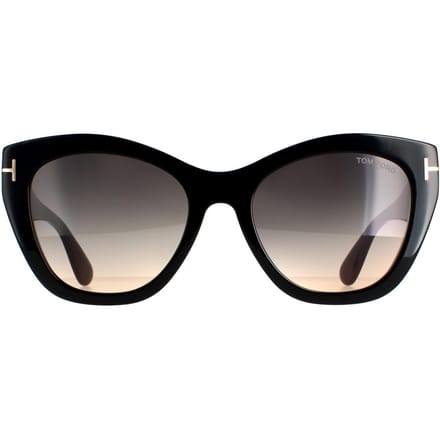 Tom Ford Cat Eye Womens Shiny Black Smoke Gray Gravient FT0940 Cara zonnebril