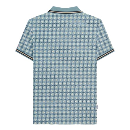 Lambretta Heren SS25 Geometric Poloshirt (Rookblauw)