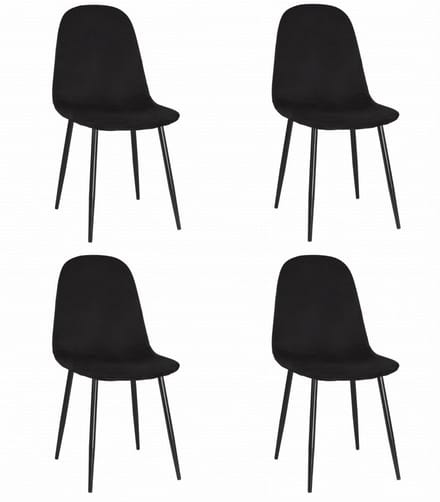 Set van 4 eetkamerstoelen COMO - Zwart Fluweel – Zwarte Metalen Poten