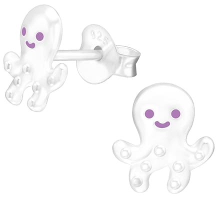 Joy|S - Zilveren octopus oorbellen - 7 x 8 mm - kinderoorbellen