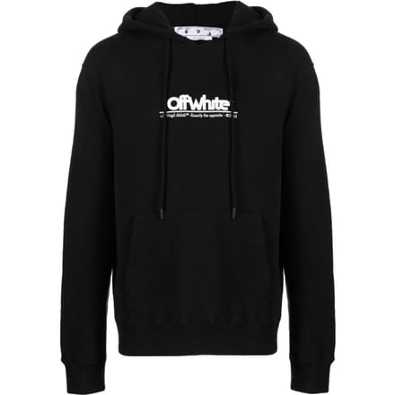 Off-White-Jersey Kapuzen en zwart met logo geklodeerd en vorm van paso schmaler