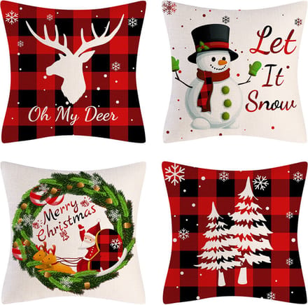 SUNMOOL Kerst Kussenhoes - Kussenhoes - Pillow cover - 45 x 45cm - Type C - 4Stuks