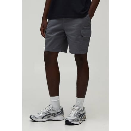 Essentiële Slim Fit Chino Shorts Met Vaste Tailleband | Grey | Size 32