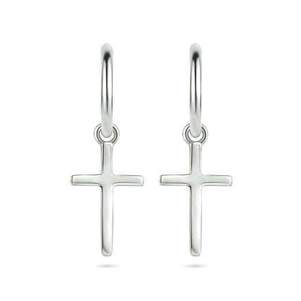 Zilver Gerhodineerd Oorringen Kruis 1334763