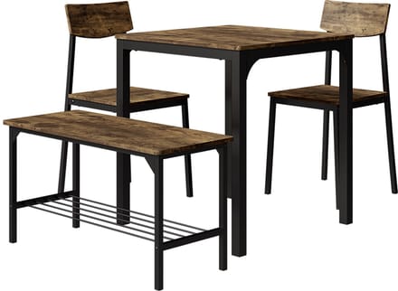 Vicco Fyrk Eettafelset – 70 x 70 cm 4 delen Zwart/eiken rustiek