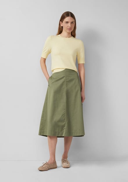 Korte Midi Rok van Katoen met Elastische Taille en Paspoilvakken Dames s.Oliver