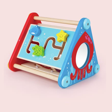 Hape Take-Along Activity Box - Activiteitenkubus met 5 speelzijden - Babyspeelgoed vanaf 10 maanden