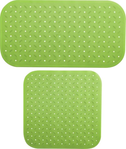 MSV Douche/bad anti-slip matten set badkamer - rubber - 2x stuks - limegroen - 2 formaten