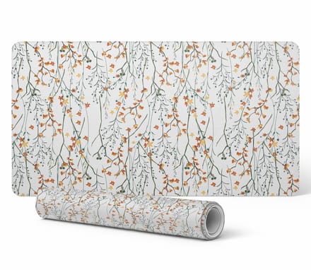 Decoratieve gaming bureauonderlegger met herfstbloemen en takjes, 90x45 cm