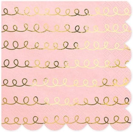 PartyDeco - Servetten - Pink Swirl Gold (20 stuks)