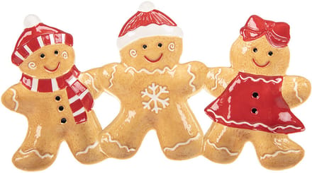 Clayre & Eef Decoratie schaal Gingerbread man 37x20x3 cm Bruin Keramiek