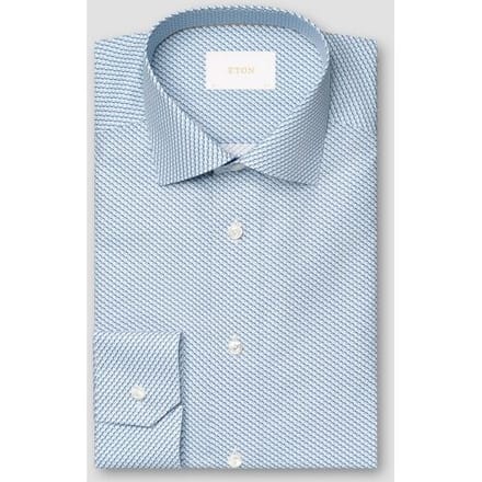 Eton Overhemd Fine Twill Micro Olive Pattern Mother of Pearl Buttons Licht Blauw / male