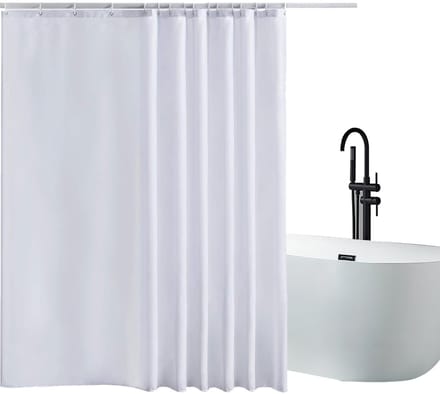 MODFU Douchegordijn – 200x240 cm – Waterafstotend & snel drogend – Met ringen – Stijlvol wit badkamer gordijn – Wasbaar – Polyester – Wit
