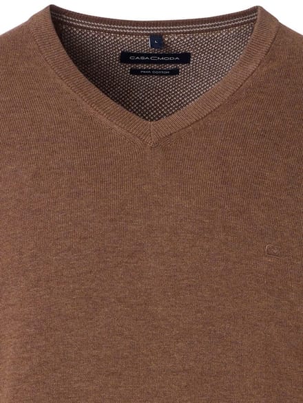 Casa Moda Heren Trui Met V-Hals Pima-Katoen 004430-679 Beige - M