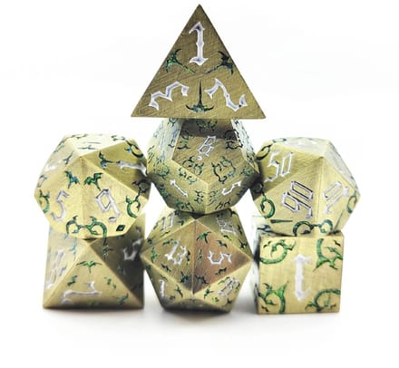 Lapi Toys - Metal dice - Metalen dobbelstenen - Dungeons and Dragons polydice - Goudkleurig
