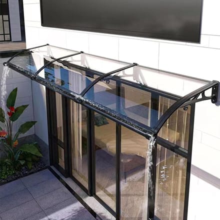 Overkapping Deur - Regenscherm - Bescherming Buiten - UV-bestendig Polycarbonaat - Verstelbaar - Zwart Frame