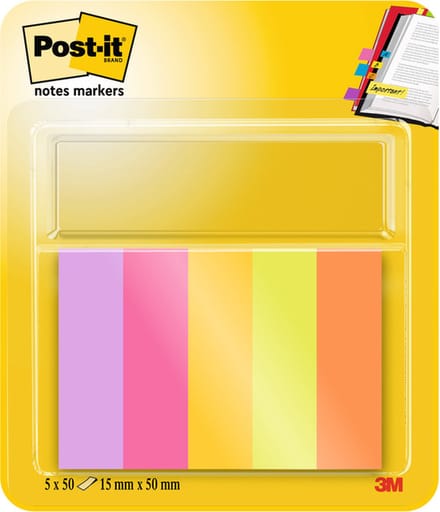 Markeerstrook post-it 670-5-tfen 15x50mm energetic | 6 stuks