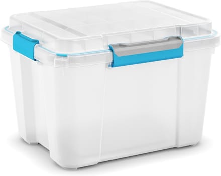KIS Scuba opbergbox M - 45L - 39x49,5x34cm - Wit/blauwe clips