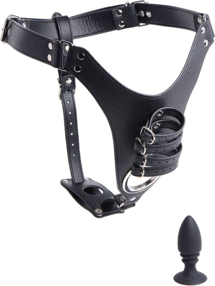 Male Chastity Harness with Silicone Anal Plug