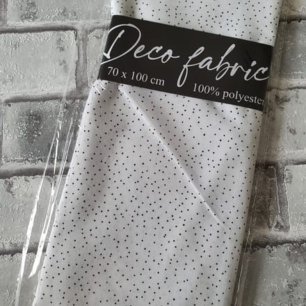 Deco Stof, 100% Polyester, quilten, patchwork, embroidery, 70 x 100 cm, Patroon wit met spikkels