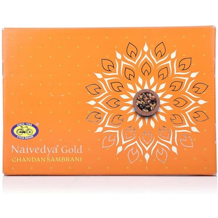 Cycle Pure Naivedya Or Bois de Santal Sambrani Cônes d'Encens 18 Pièces Sans Charbon Rituels Havan beige
