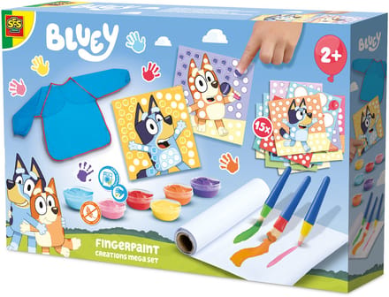 SES Creative Bluey Vingerverf - Vingerprint Mega Set - Vanaf 2 Jaar - Babyproof - Glutenvrij - Schoencadeautjes Sinterklaas