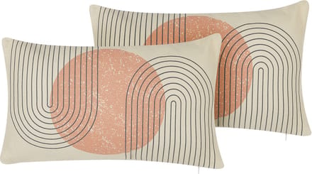GERBERA - Sierkussen set van 2 - Beige - 30 x 50 cm - Polyester