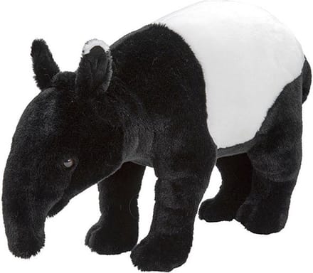 Nature Planet pluche zwart/witte tapir knuffel - 26 cm - Dieren knuffels - Speelgoed voor kinderen
