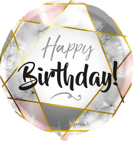 Folieballon 'Happy Birthday' Marmer - 45cm