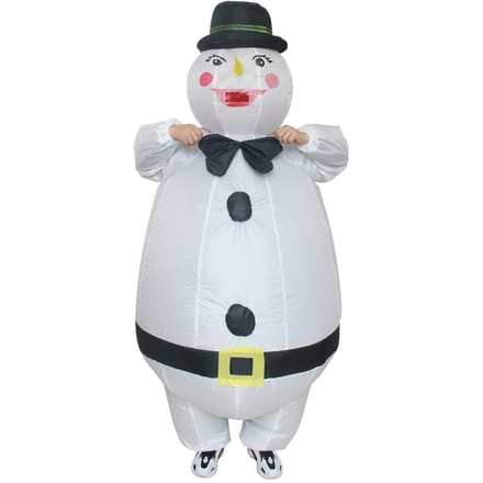 Opblaasbaar Kostuum Meneer Sneeuwpop, Volwassene 150-190cm wit