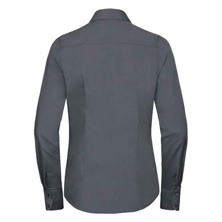 Russell Collection Dames/Dames Poplin met Lange Mouwen Formeel Overhemd (Konvooi Grijs)