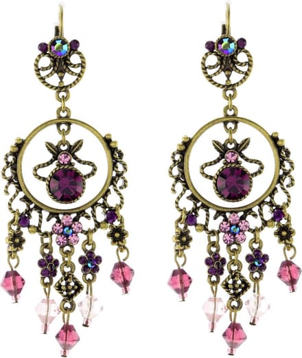 Behave - Oorhangers dames - Antiek goudkleur boho chic - Paars detail