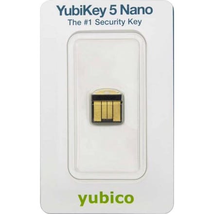 Yubico Passwordmanager USB-stick YubiKey 5 Nano Zwart/goud 5060408461457