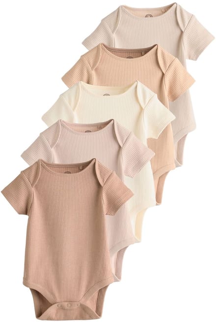 Next - Pasgeboren unisex - Set van 5 babyrompertjes met korte mouwen - Crème