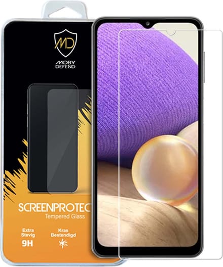 MobyDefend Screenprotector - Geschikt voor Samsung Galaxy A32 (5G) - Case-Friendly Screensaver - Gehard Glas