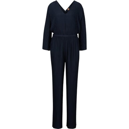 Boss Dames Geplooide Regular Blouson Mouw Jumpsuit (Blauw)