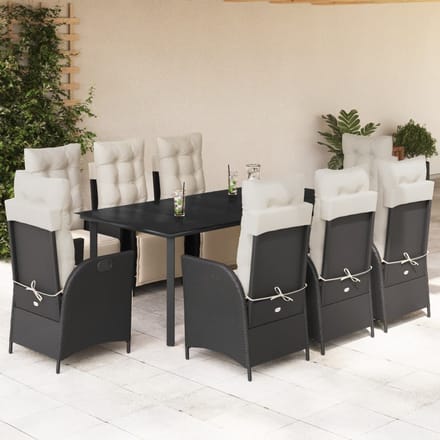 vidaXL - 9-delige - Tuinset - poly - rattan - zwart