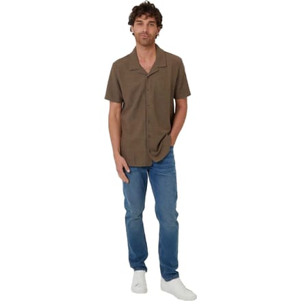 Threadbare Herenoverhemd met korte mouwen en een relaxte pasvorm van Antti (Khaki)