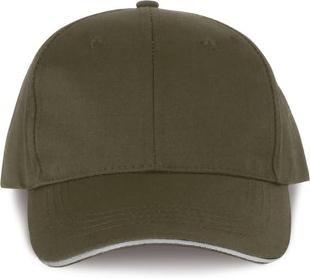 WK. Designed To Work Contrasterende sandwichpet 6 panelen Oeko-Tex WKP145 - Khaki / Light Grey - One size
