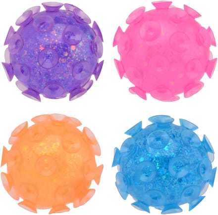 Johntoy glitter zuignap ballen speelgoed multi kleuren 1 stuks.