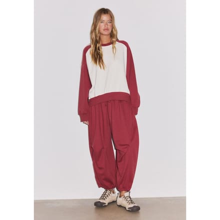 Stradivarius Cropped sweater met contrast  Donkerrood S