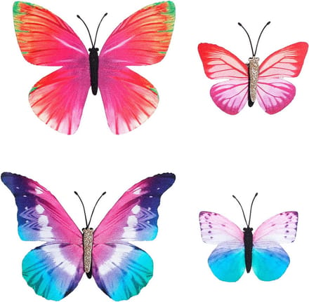 Widmann - Vlinder Kostuum - Set Van 4 Tropische Vlinder Haarclips - Multicolor - Carnavalskleding - Verkleedkleding