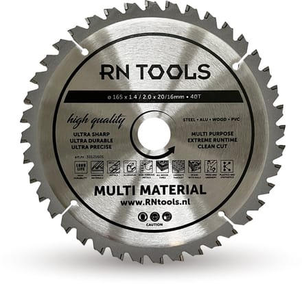RNtools Cirkelzaagblad Multi Material - 165 mm - 40 tanden - hout, metaal en aluminium