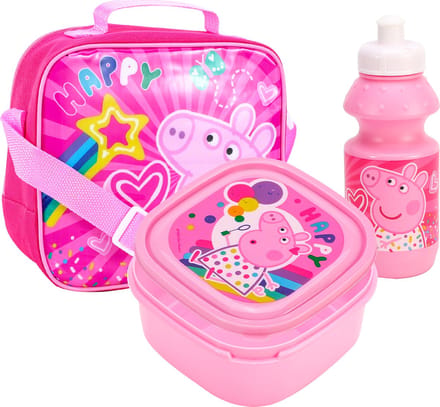 PEPPA PIG Stars Lunch Set Broodtrommel Drinkbeker Schoudertas Lunchtas