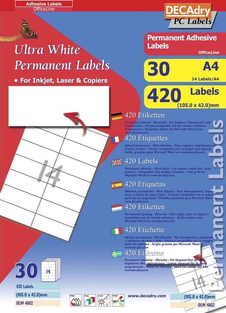 Decadry Etiketten / Labels 105 x 42mm