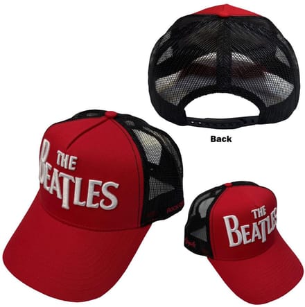 The Beatles - Drop T Logo & Apple Trucker pet - Rood/Zwart