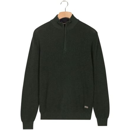 Baileys Trui Uni Color Structure Knit Half Zip Collar Donker Groen / male